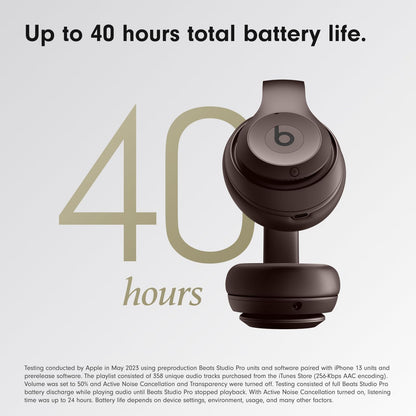 Beats Studio Pro - Premium Wireless Over-Ear Headphones- Up to 40-Hour Battery Life, Active Noise Cancelling, USB-C Lossless Audio, Apple & Android Compatible - Deep Brown