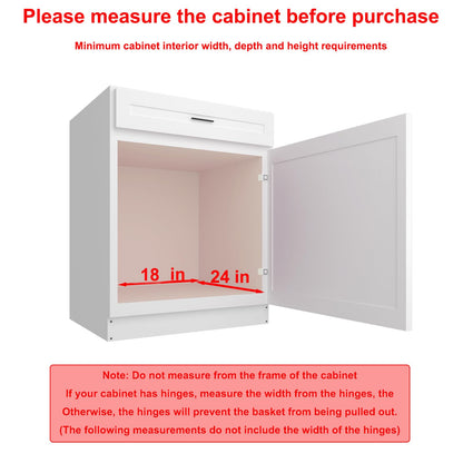 2 Tier Pull Out Cabinet Organizer, 17" W x 21" D Heavy-Duty Metal Sliding Drawer Shelf for Kitchen Cabinets, Chrome, Doesn't Include Door Fittings