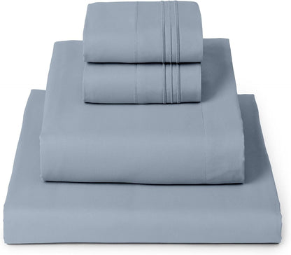 Mellanni King Sheets Set - Luxury 4 PC Bedding - Extra Soft, Cooling, Wrinkle Resistant | Blue Hydrangea