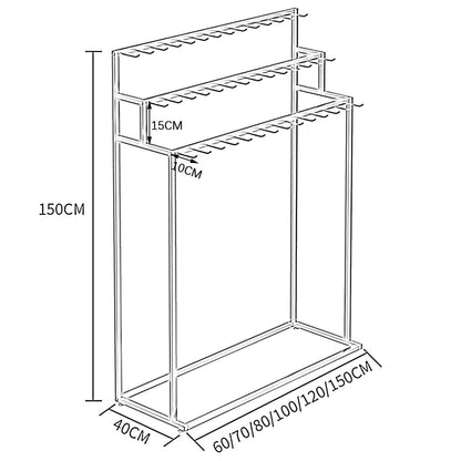 Mobile Clothes Rack with Wheels - Commercial Hanger for Retail Boutique & Home Storage - Black 150x40x150cm - Versatile Rolling Clothing Display & Organizer Solution