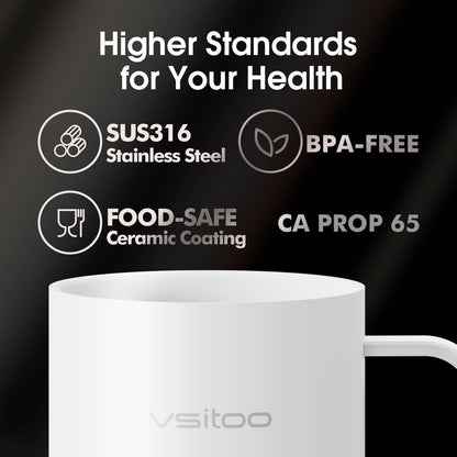 VSITOO S3 Ultra 20oz Smart Self Heating Coffee Mug,Heated Coffee Mug With Auto-Sensing AI Heats Drinks To 120-150°F Hands-Free.Perfect for Home/Office,Ideal Gift fo Men/Women，White