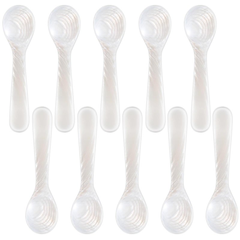Patelai 40 Pieces Set of Caviar Spoons Mother of Pearl Spoons with Handcraft Round Handle for Caviar, Egg, Ice Cream, Coffee, Kitchen, Restaurant for Serving Caviars (7cm/2.75 Inch)