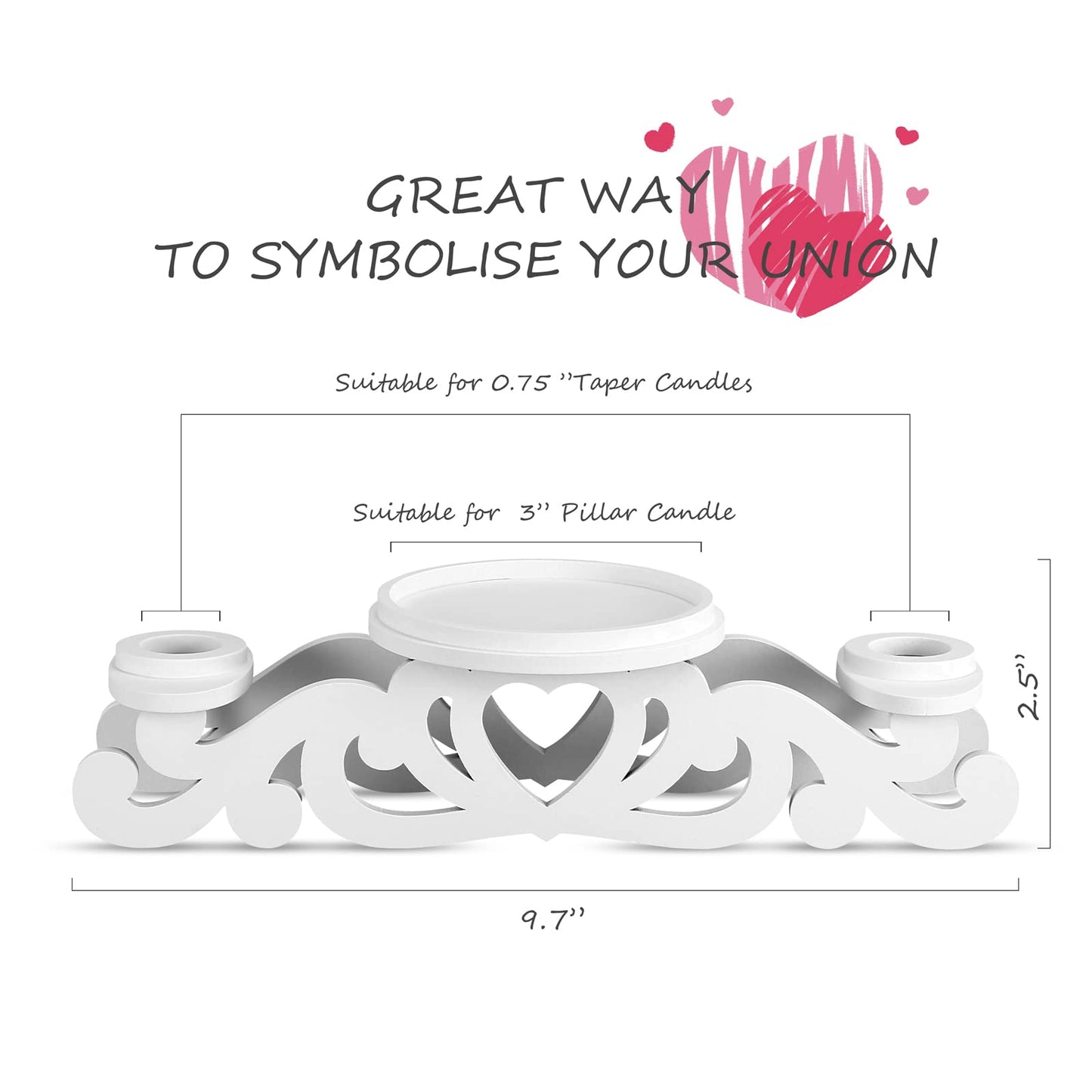 Rozrety Unity Candle Holder-Unity Candles Stand for Wedding Ceremony Set-Pillar Candle Holders for Weddings Centerpiece Decoration(Candles not Include)