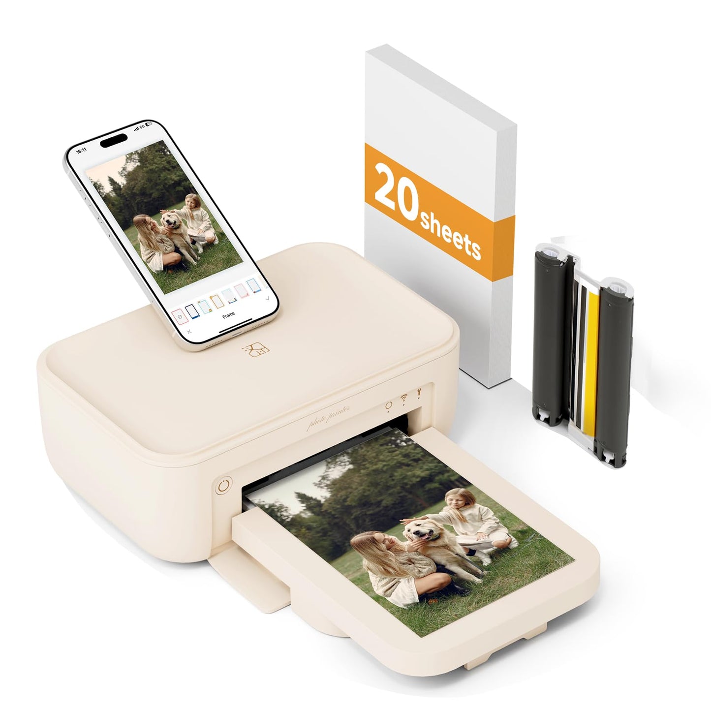 HPRT Photo Printer 4×6”, Wi-Fi Full-Color Instant Phone Phtoto Printer for iPhone, Android, Smartphone, Thermal Dye-Sublimation Impresora De Fotos for Home Use, + 20 Sheets Photo Paper & 1 Ribbon
