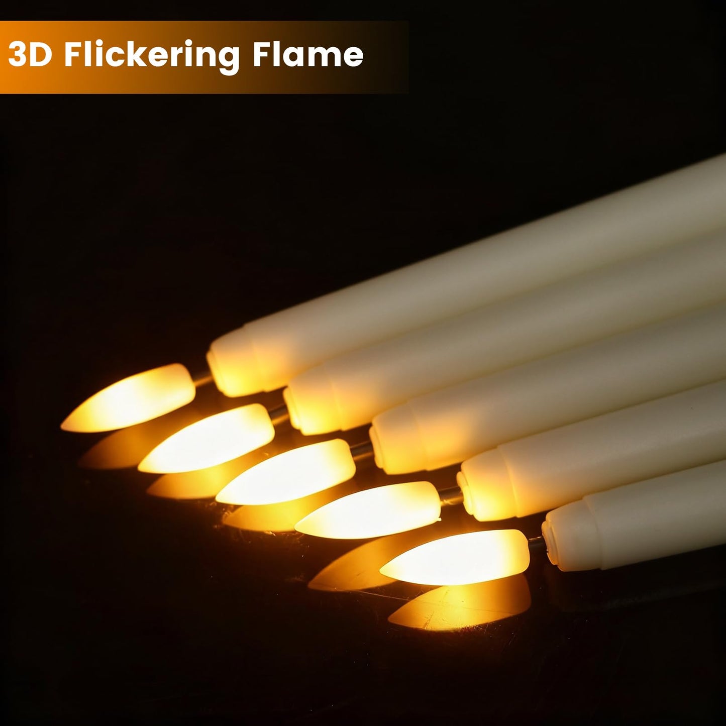 Wondise 24 Pack Flameless Taper Candles, No Remote, Realistic Flickering Battery Operated Candlesticks, Ivory LED Plastic Candles Safe for Weddings, Table Decor, Christmas and Halloween Decoration