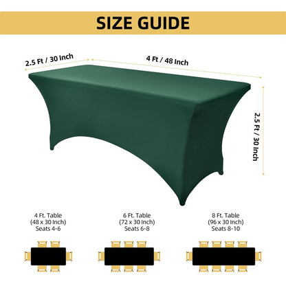 ZarzaaSik 6-Pack 4ft Spandex Table Covers for Rectangular Folding Tables - Wrinkle Resistant Stretch Tight Table Cloths - Ultimate Fitted Table Protector for Parties, Trade Shows, and Wedding