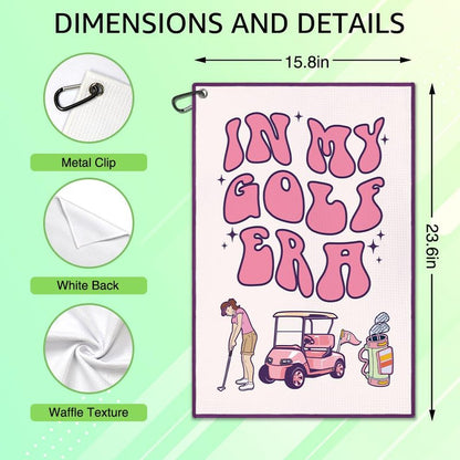 WUUCKOO Funny Golf Towel for Golf Bags with Clip, Golf Accessories for Women, Mothers Day Birthday Retirement Gifts for Mom Ladies Grandma Aunt Wife (Pink)