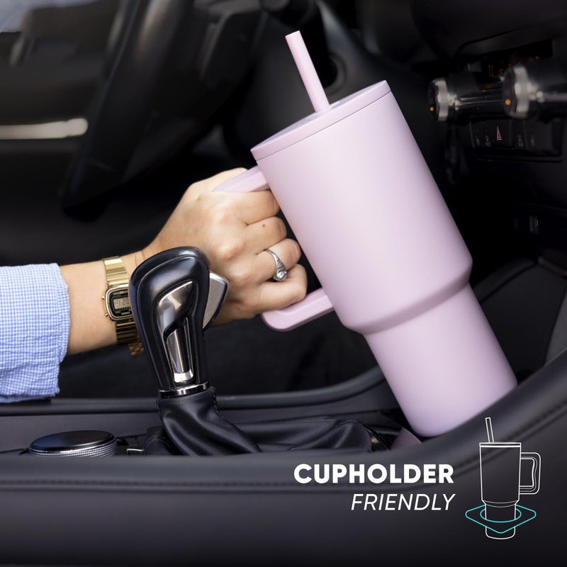 Simple Modern 40 oz Trek Tumbler with Handle and Straw Lid | Cup Holder Friendly Insulated Stainless Steel Travel Mug | Ice Melt