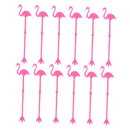 SHOWERORO Flamingo Stirring Rods 12 Pcs Plastic Cocktail Swizzle Sticks 8.5 Inch Beverage Mixers for Parties Bars Home Entertaining