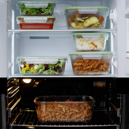 AGTRADE 120 oz Large Glass Food Storage Containers with Airtight Lids 3.5 L Family Size Extra Large Bakeware Marinating Lock Baking Dish Container Glass Bowls Rectangle