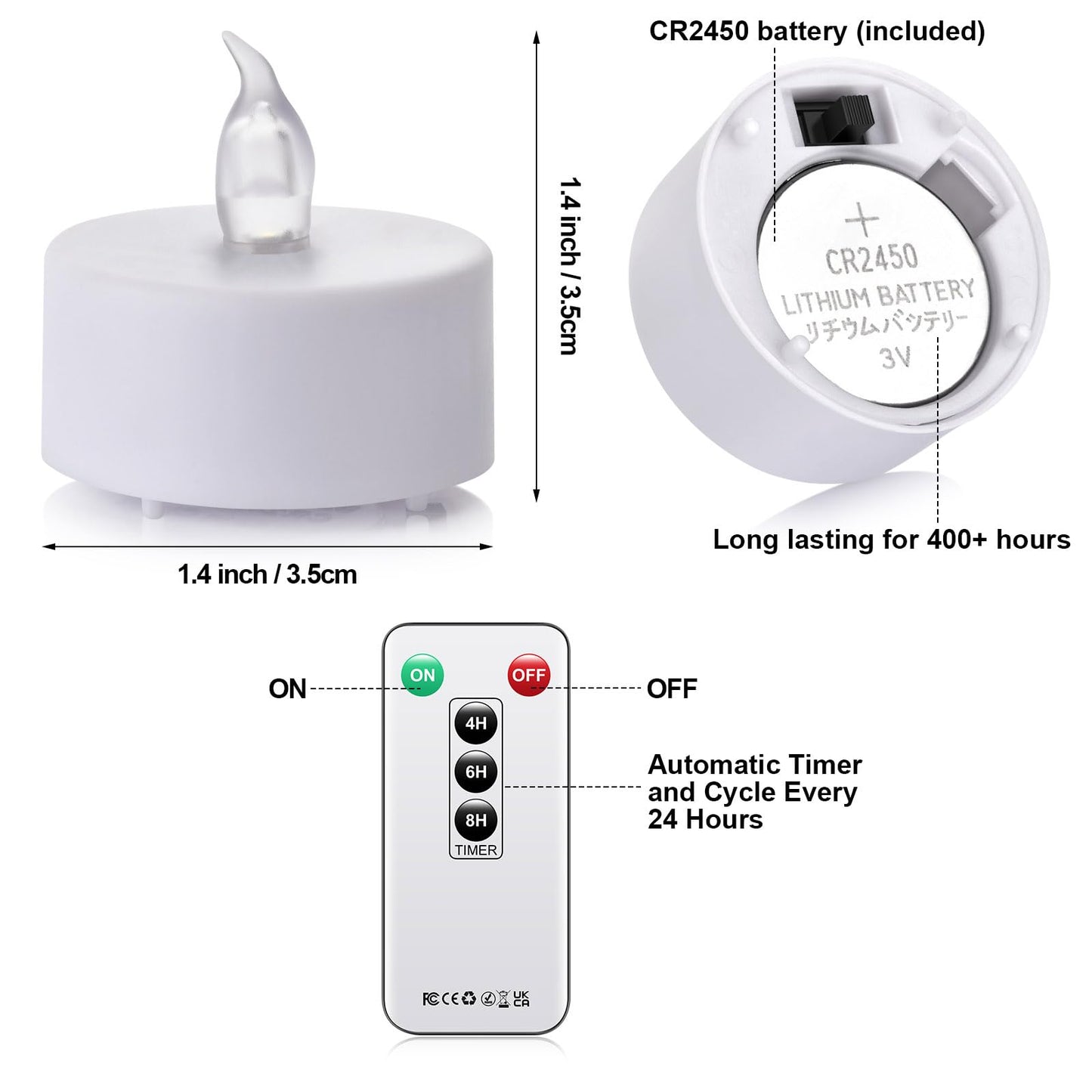 Roomsily LED Tea Lights with Remote Control: Battery Operated Bulk Realistic and Bright Flickering Long Lasting 400+Hours Flameless Candles for Home Decor Holiday Wedding Party (24Pack, WarmWhite)