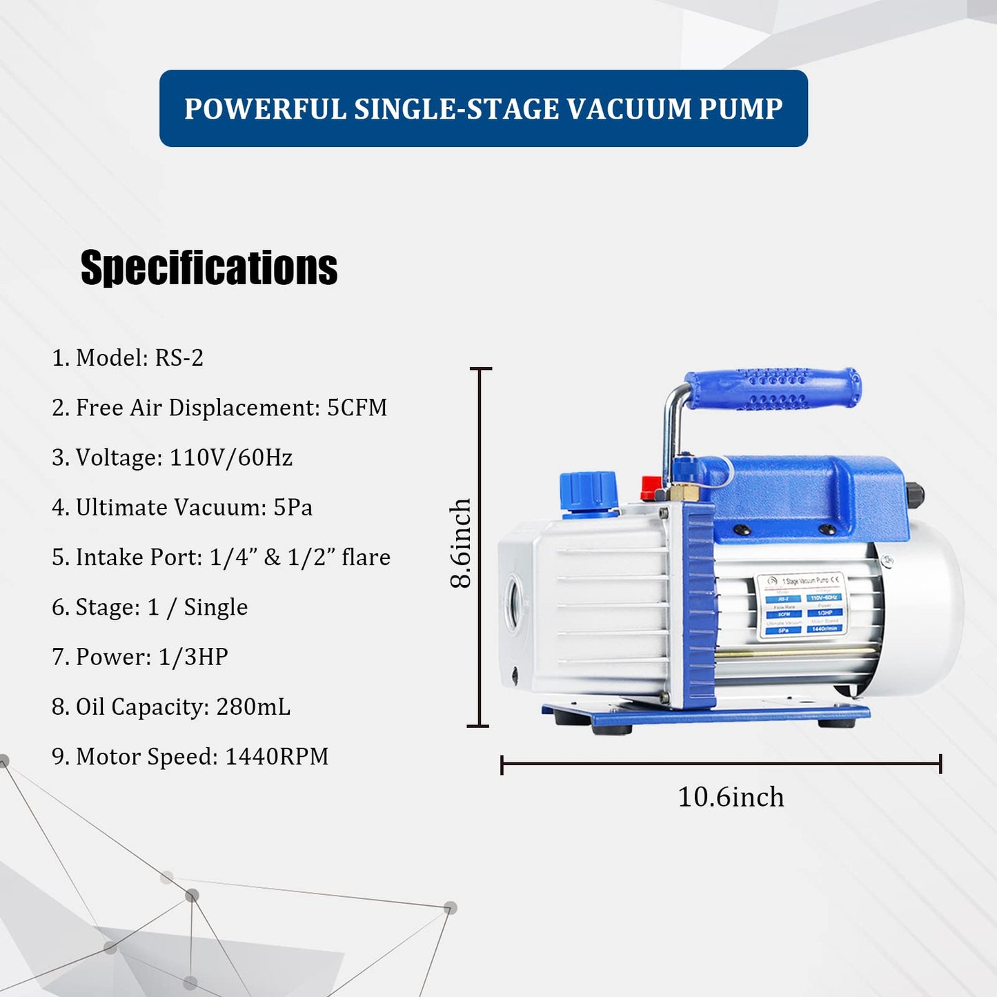 P PBAUTOS 9 Gallon Tempered Glass Vacuum Chamber with Two Rubber Seals, 33L Degassing Chamber Kit with 5 CFM 1/3HP Single Stage Vacuum Pump Without Oil, Perfect for Stabilizing Wood