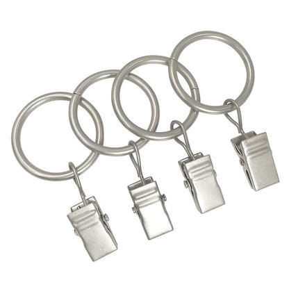 AMZSEVEN 44 Pack Metal Curtain Rings with Clips, Drapery Clips with Rings, Drapes Rings 1 inch Inner Diameter, Fits Diameter 5/8 inch Curtain Rods, Matte Silver