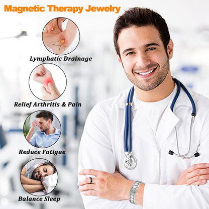 Cigmag 3X Magnetic Bracelets for Men Ultra Strength Titanium Steel Bracelet Wrist Adjustable with Sizing Tools (Silver with Ring)