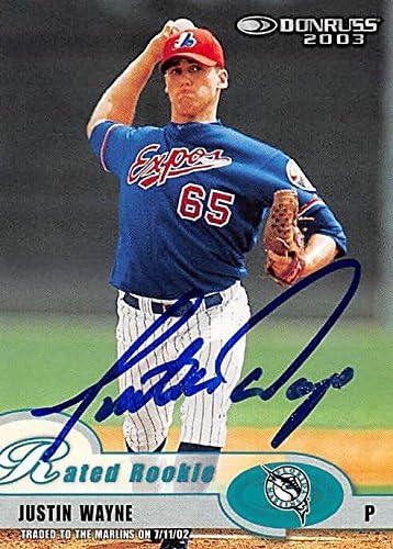 Sports Memorabilia Autograph Warehouse 244911 Justin Wayne Autographed Baseball Card - Montreal Expos FT 2003 Donruss Rated Rookie - No. 68