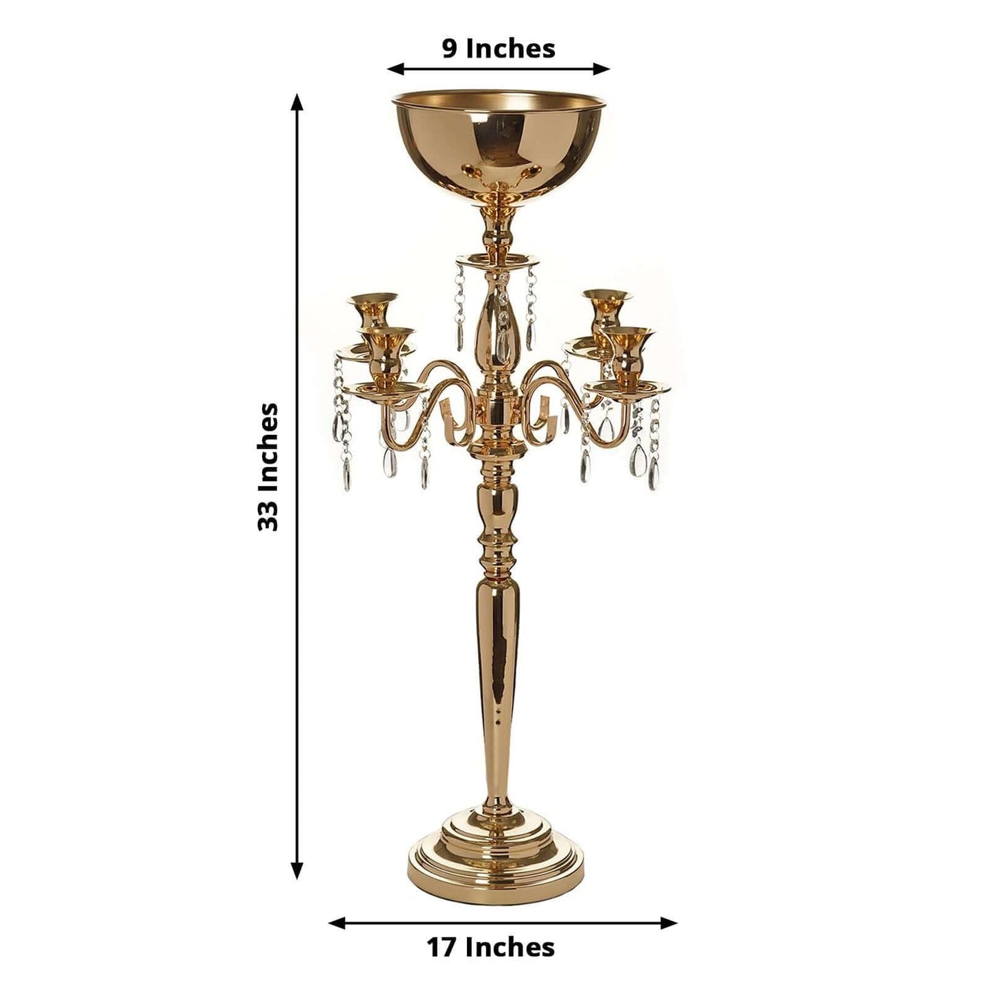Efavormart 33" Tall Gold Arm Shiny Metal Candelabra Chandelier Votive Candle Holder Wedding Centerpiece