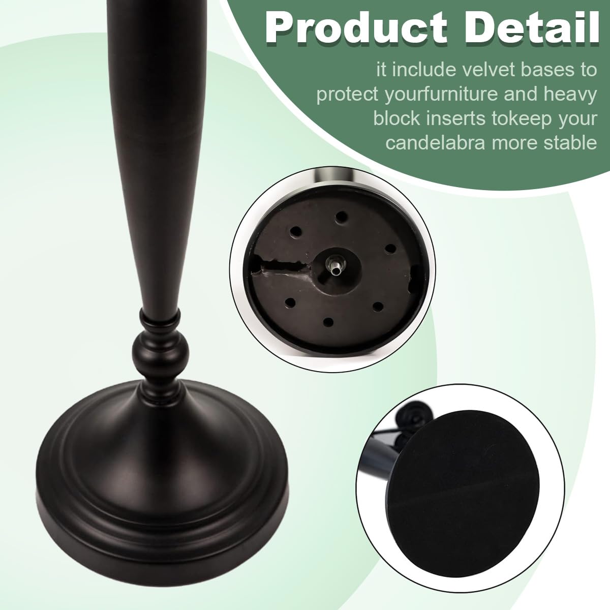 VINCIGANT Candle Holder for Table Centerpiece Wedding,5 Arms Black Candelabra for Pillar Candles,28.54 inch Tall Candlestick Holders for Party Return Gift 0.75inch Taper Candles Diameter