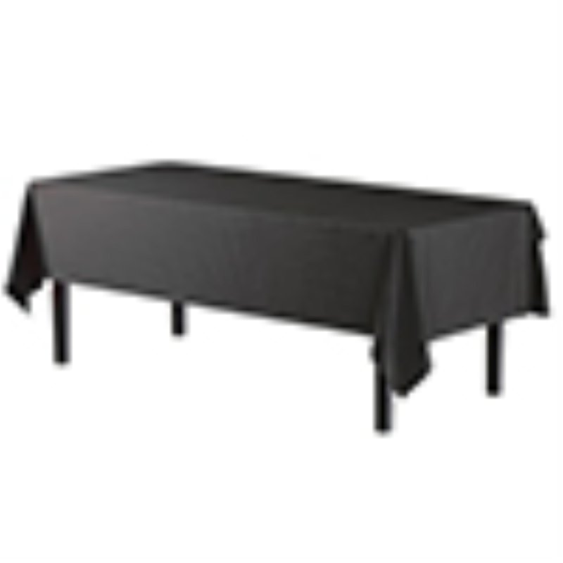Exquisite 12-Pack Plastic Tablecloth 54x108 Rectangle Value Pack Plastic Table Cover - Black