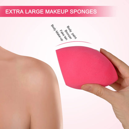XL EXTRA LARGE Make Up Beauty Sponges Blender-Product contains: 1x Small(8cm) 1xExtra Large(11cm) and 2 Sponge Holder-for Face Body, Blush Cream, Liquid Foundation Powder Application, Ivory