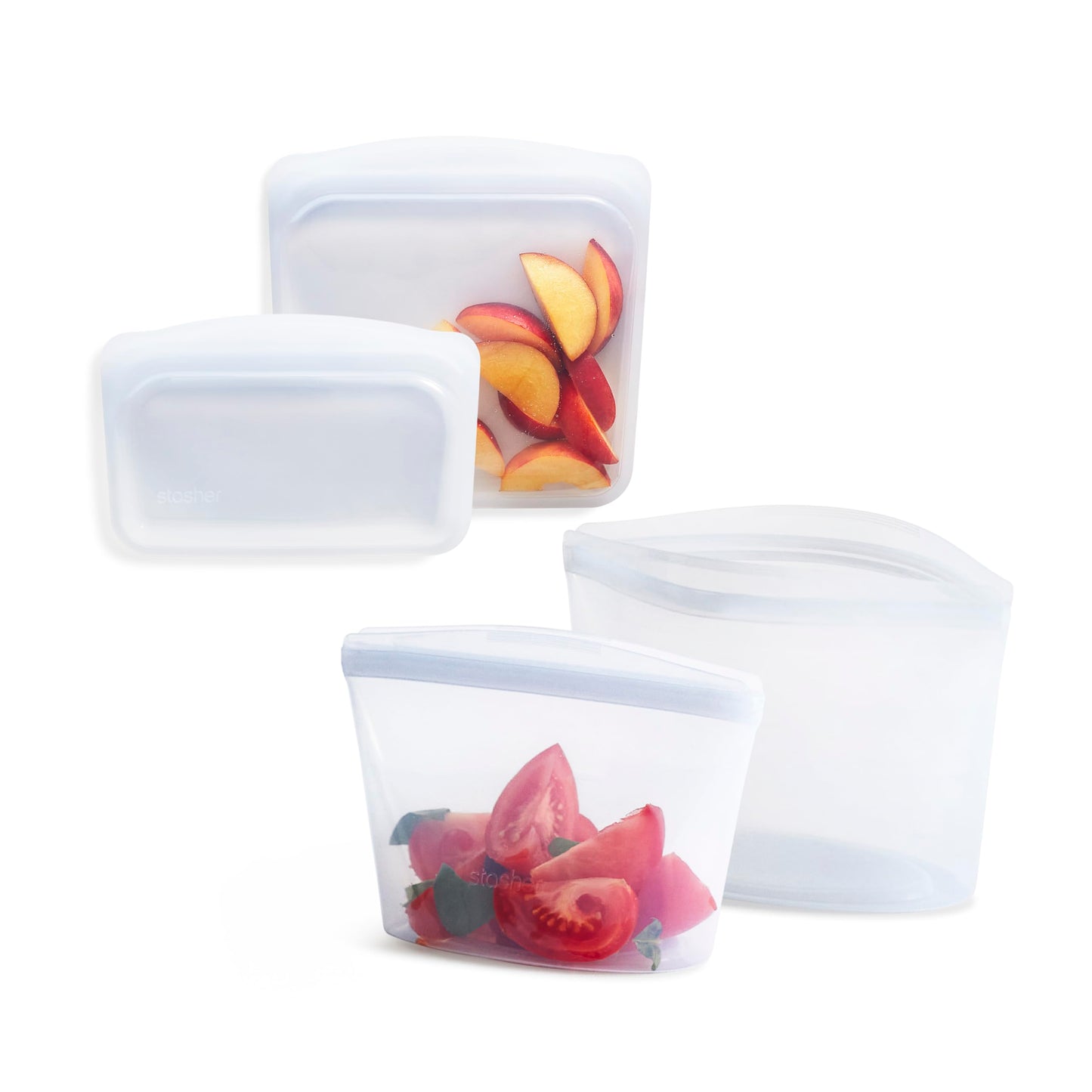 Stasher Premium Silicone Reusable Food Storage Bags, 4-Pack, Multi, Multi-Use Food Storage Bags, Lunch Bag, Travel Containers, BPA Free, Leak-free, Dishwasher-Safe, Eco-friendly