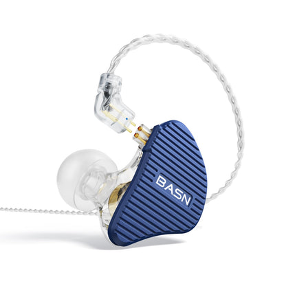 BASN Mix-PD in Ear Monitor,1Planar Driver + 1Dynamic Driver HiFi IEM Earphones with CNC Crafted Metal Cover, Wired 0.78mm 2-Pin Silver Plated Detachable Cable for Musicians (Blue)