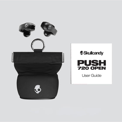 Skullcandy Push 720 Open Wireless Open Ear Bluetooth Earbuds, Headphones, Waterproof, Clip-On Lightweight Design, 30 Hours Battery, Wireless Charging Pouch, Microphone for iPhone Android - Bone
