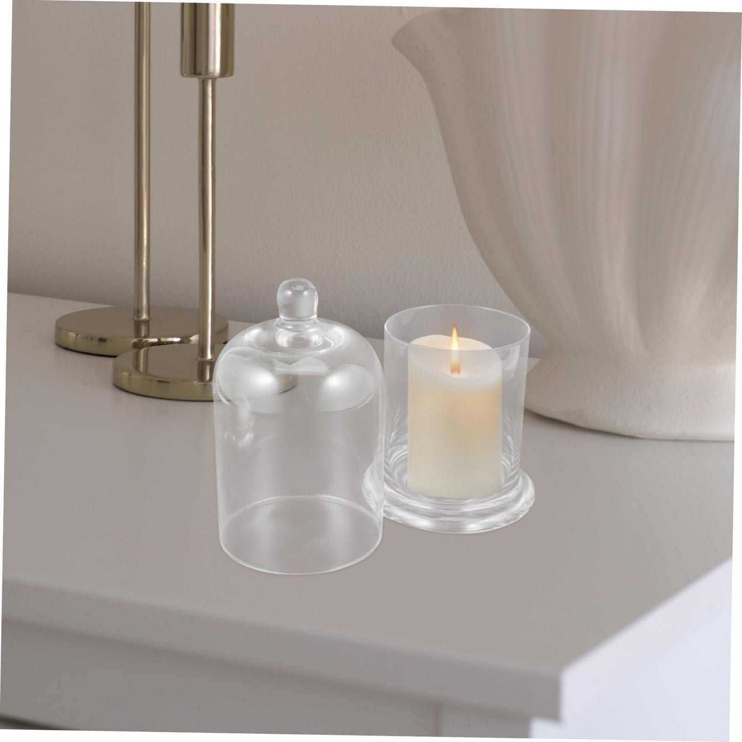 Amosfun 1 Set Elegant Glass Candleholder Decorative Candle Container for Weddings Home and Centerpieces Transparent Design for Romantic Atmospheres and Events