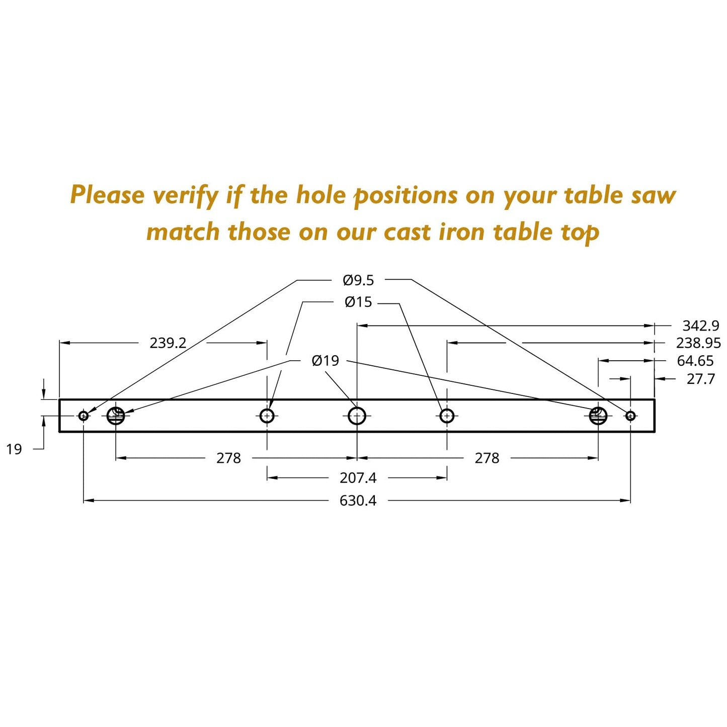 O'SKOOL 27” x 16” Cast Iron Router Table Extension Wing, RTS015