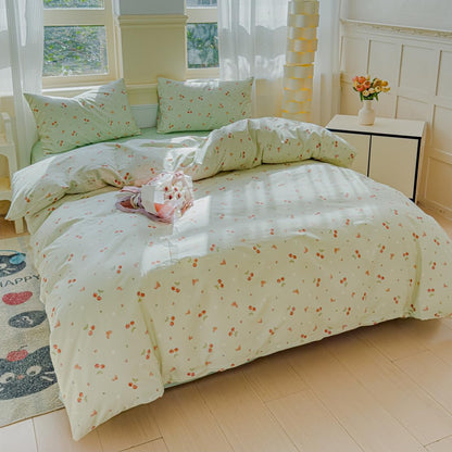 LIWHENHAO Blueberry Duvet Cover Set Twin 100% Cotton Bedding Blue Cherry Jam Purple Fruit on White 1 Cute Kawaii Floral Comforter Cover Zipper Closure 2 Pillowcases for Kids Girls Boys