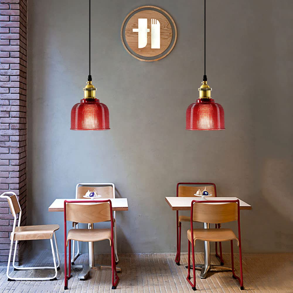 vsGotber Pendant Lights Kitchen Island Stained Glass Chandelier Creative Bedroom Living Room Cafe Bar Flower Cover Retro Bedside Lamp Single Head Chandelier E27 Ceiling Colored Glass Lamps,