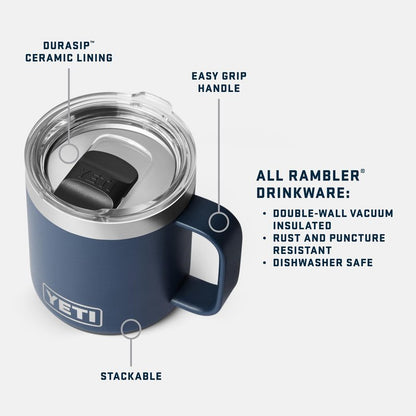 YETI Rambler 10 oz Ceramic Lined Stackable Mug, Vacuum Insulated, Stainless Steel with MagSlider Lid, Seafoam