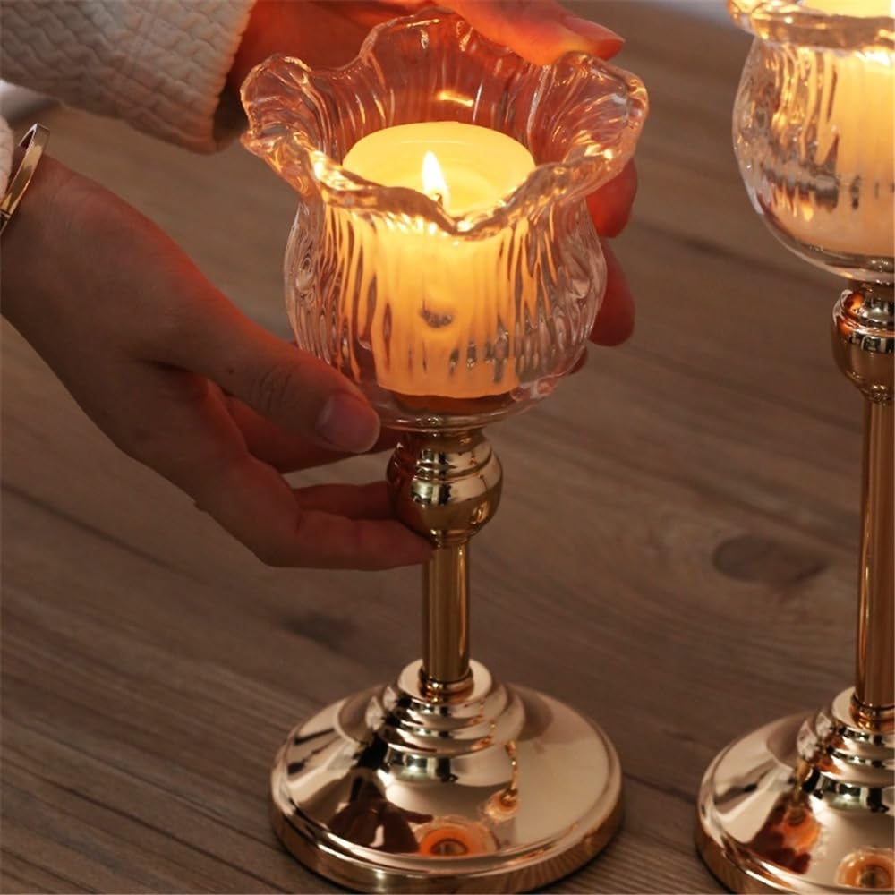 YUHUAWF Candle Holderss European Crystal Glass Tall Candle Holder Candlelight Dinner Table Decoration Home Furnishings Decorative Candlestick(Large)