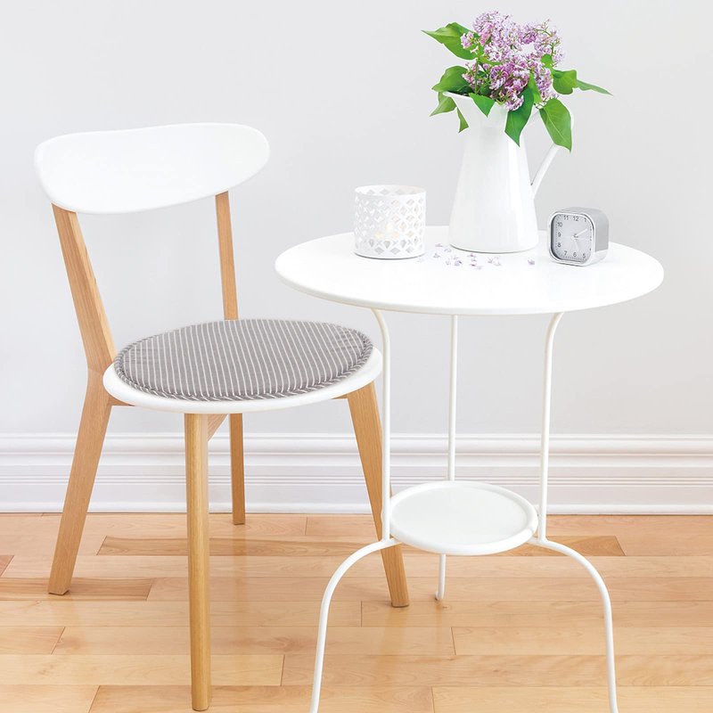 Round Stool Chair Cushions for Kitchen Dining Seat Pads with Ties 2 Pack Non Slip Cushions Pad for High Stool Chairs Bistro Bar Seat 13 Inch, Grey Strip