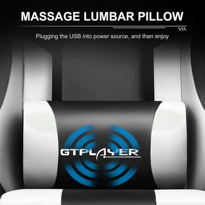 GTPLAYER Gaming Chair - Adjustable Computer Chair with Footrest & Lumbar Support | Pearl White