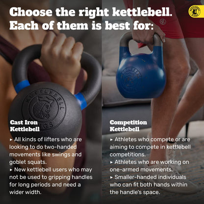 Kettlebell Kings Competition Kettlebells Weight (35mm handle) 8-48 KG | Hand weights Workout Gym Equipment & Strength training sets for Women & Men for Home Gym | Suitable for High Repetition Workouts