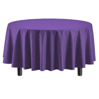 Exquisite 12-Pack Premium Plastic Tablecloth 12-Pack Premium Plastic 84-Inch Round Tablecloth - Purple