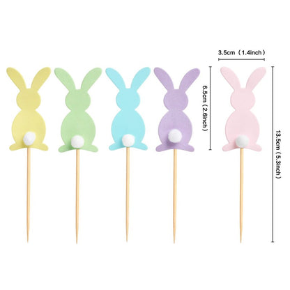 40 pcs Easter Cupcake topper Cute Bunny Cupcake Toppers Rabbit Easter Party Cake Topper Decorations, 40pcs (5 color bunny)