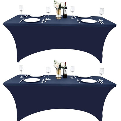 ZarzaaSik 2-Pack 4ft Spandex Table Covers for Rectangular Folding Tables - Wrinkle Resistant Stretch Tight Table Cloths - Ultimate Fitted Table Protector for Parties, Banquet, and Wedding