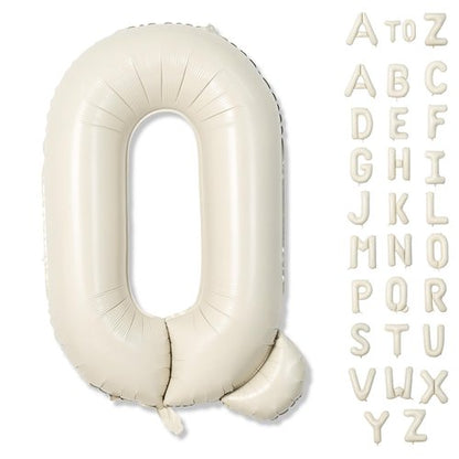 Cream Q 40 Inch Alphabet Foil Name Balloon - Large Self Inflating Letter for Girls Birthday Party, Baby Shower Decoration - White Sand Mylar Helium Custom Beige