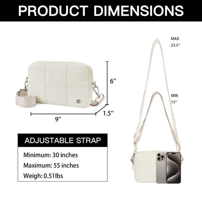 Telena Crossbody Bags for Women Cross Body Purse with Guitar Strap Lightweight Puffer Shoulder Bag for Travel