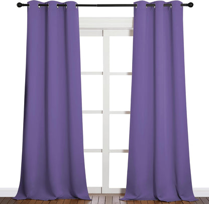 NICETOWN Blackout Curtains for Patio Glass Doors - Privacy Drapes in Lilac Purple, 42" x 90" (1 Pair)