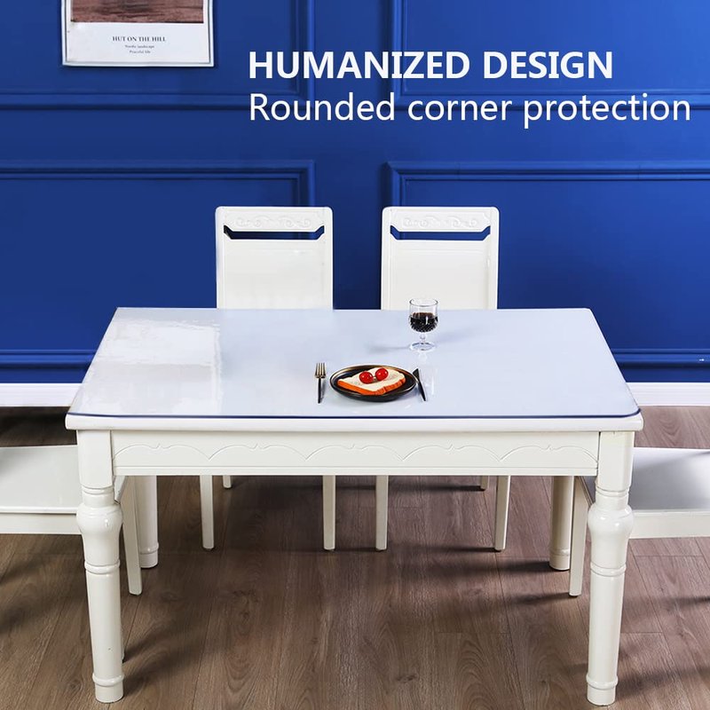 24x48 in Dining Room Clear Table Cover Protector PVC Rolled Table Cover Protector Rectangular Plastic Crystal Wooden Furniture Screen Protection Thick Desk Pad Mat for Living Room Table Non-Slip