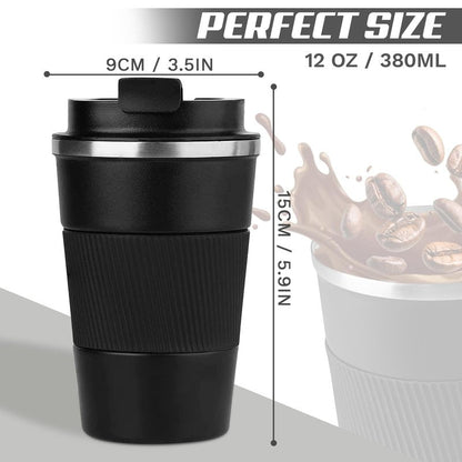 SPLMIFA Vacuum-Insulated Stainless Steel Travel Coffee Mug, Leak-Proof Reusable Coffee Cup with Lid - Keep Hot & Cold Drinks for Hours, Durable Insulated Tumbler for Men & Women(3rd-Black, 12OZ)