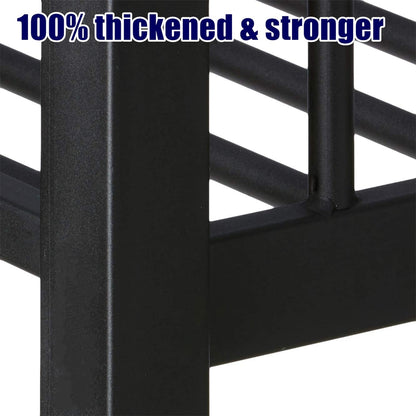 LEEKAF Stronger & Safer Heavy Duty Metal Queen Over Queen Size Bunk Bed for Adults Teens, Thickened More Stable Steel Bunkbed (Greater Weight Capacity) (Queen Over Queen with Trundle)