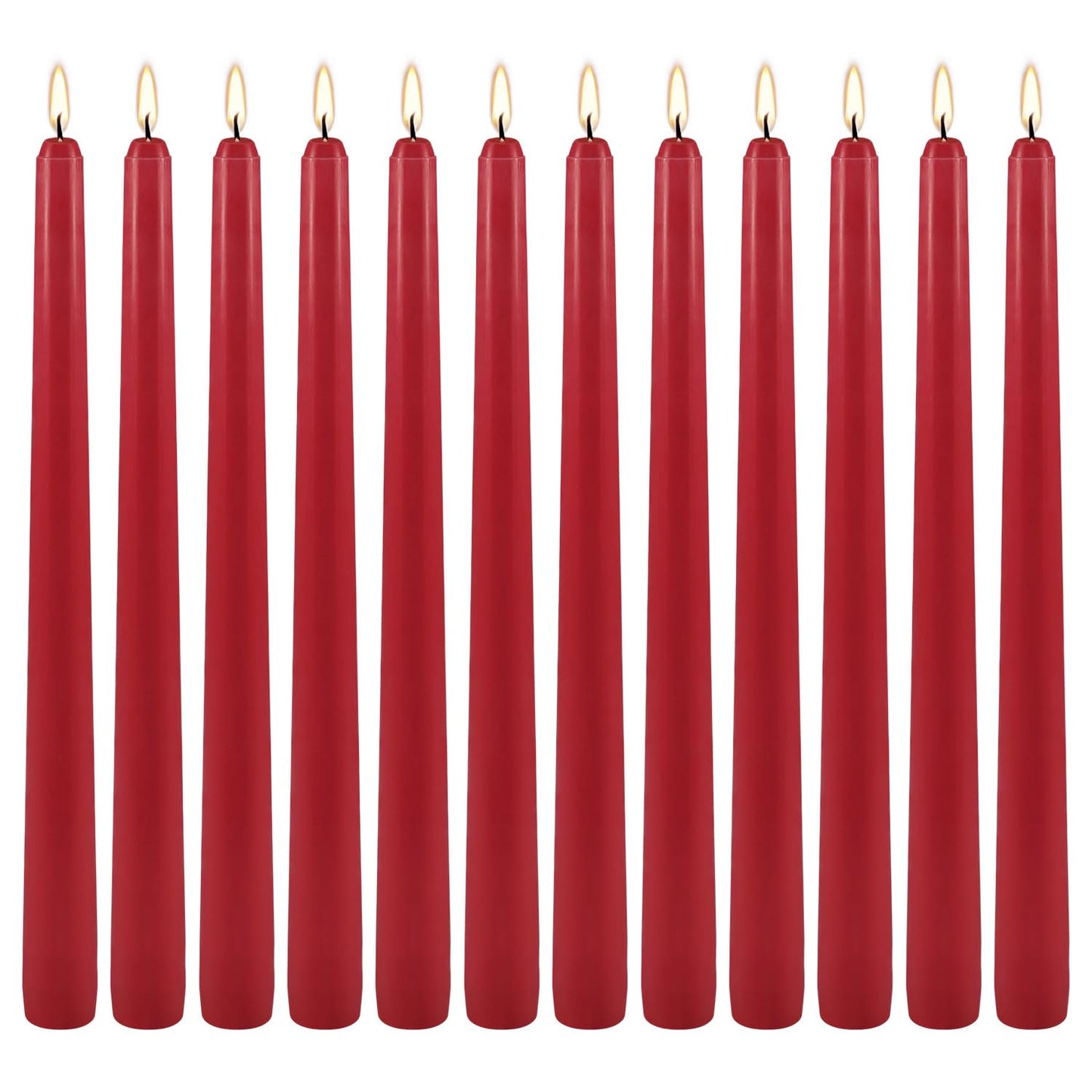 12Pack Red Taper Candles-10 inch Unscented and Dripless Dinner Candles, 8-9 Hours Burn Time, Hand Poured Tall Candlesticks-Ideal for Home Decor Weddings, Dinner Parties, Christmas Candlesticks