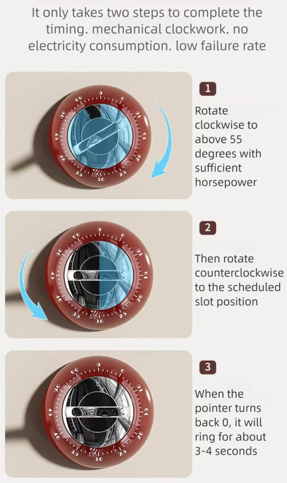 Kitchen Timers for Cooking,100% Mechanical Cooking Timer,Retro Cooking Timer,No Batteries Required,Magnetic Back. (Cream)