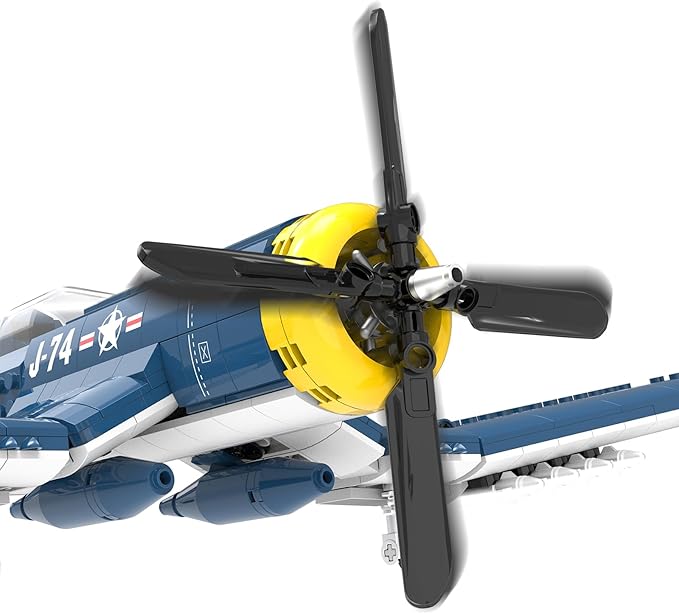 F4U Corsair Fighter Aircraft Building Block Sets - WW2 Military Airplane Building Bricks Toys Navy &amp Marine Corps Warbird Plane Model Kits Birthday Gifts for Boys