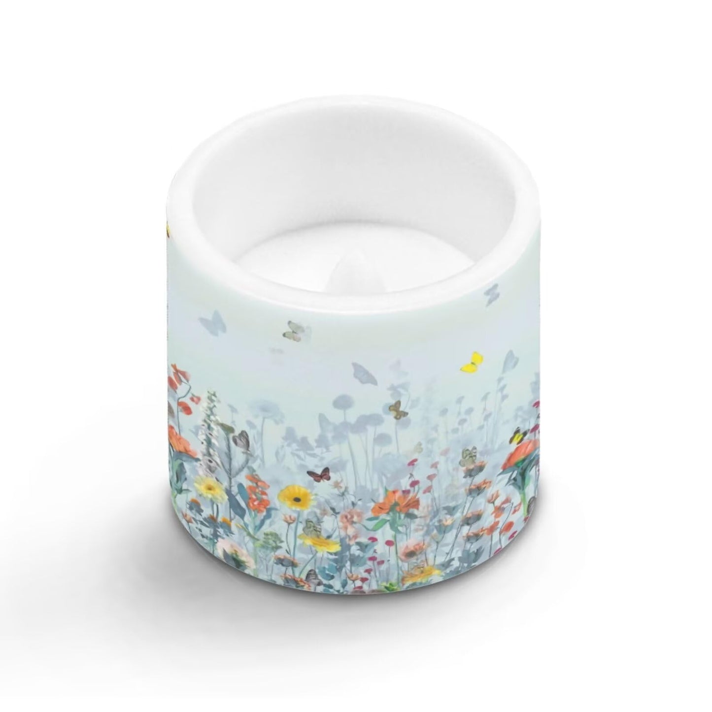 Merkmak 4 Pack Flameless Candles with Remote and Timer Flameless Pillar Tea Lights Bulk for Indoor Outdoor Battery Operated Candles, Butterfly Hibiscus Flower