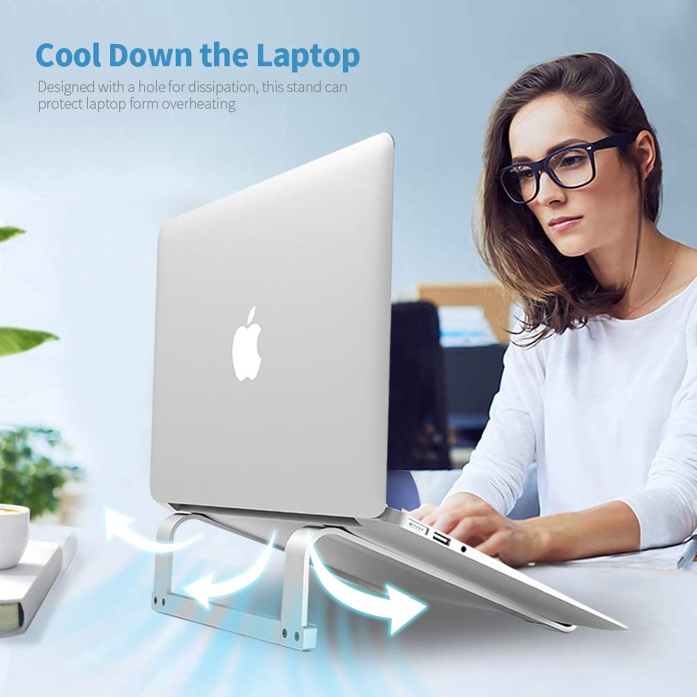 Laptop Stand for Desk，Stable Ergonomic Aluminum Computer Riser Cooling Stand for Mac MacBook Pro/ MacBook Pro Air,HP, Dell, More PC Notebook - 12 13 15 16.2 inch (Silver)
