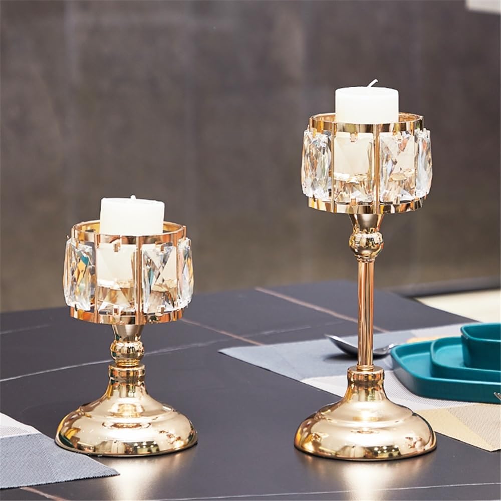 YUHUAWF Candle Holderss Simple Iron Glass Candlestick Modern Table Decoration Ornaments Candle Holder Gift Decorative Candlestick(Gold,Small)